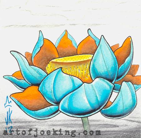 Tattoos - blue lotus illustration - 68739